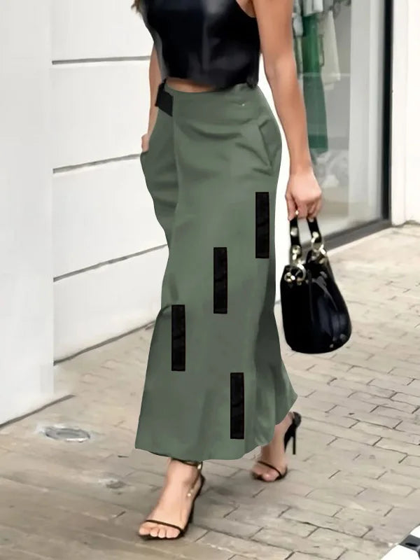 Freeacy Urban Female Asymmetric Skirt Elastic High Waist A-line Printed Skirts 2025 Summer Women's Commuter Half Dress Bottoms