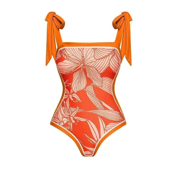 Retro One-Piece Swimsuit Set for Women with Chiffon Skirt Conservative Sexy Swimwear New 2025 Cross-Border AE Stock