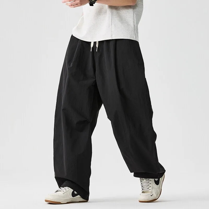 Wide Leg Pants Men and Women 2025 New Light Thin Solid Casual Harun Pants Elastic Waist Loose Oversize Fashion Trendy Streetwear