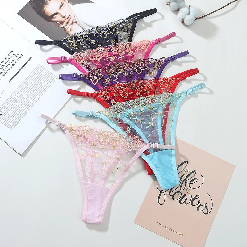 Women Lace Thong G-string Panties Sexy Floral Underwear Transparent Women's Panties Female Underpants Lingerie