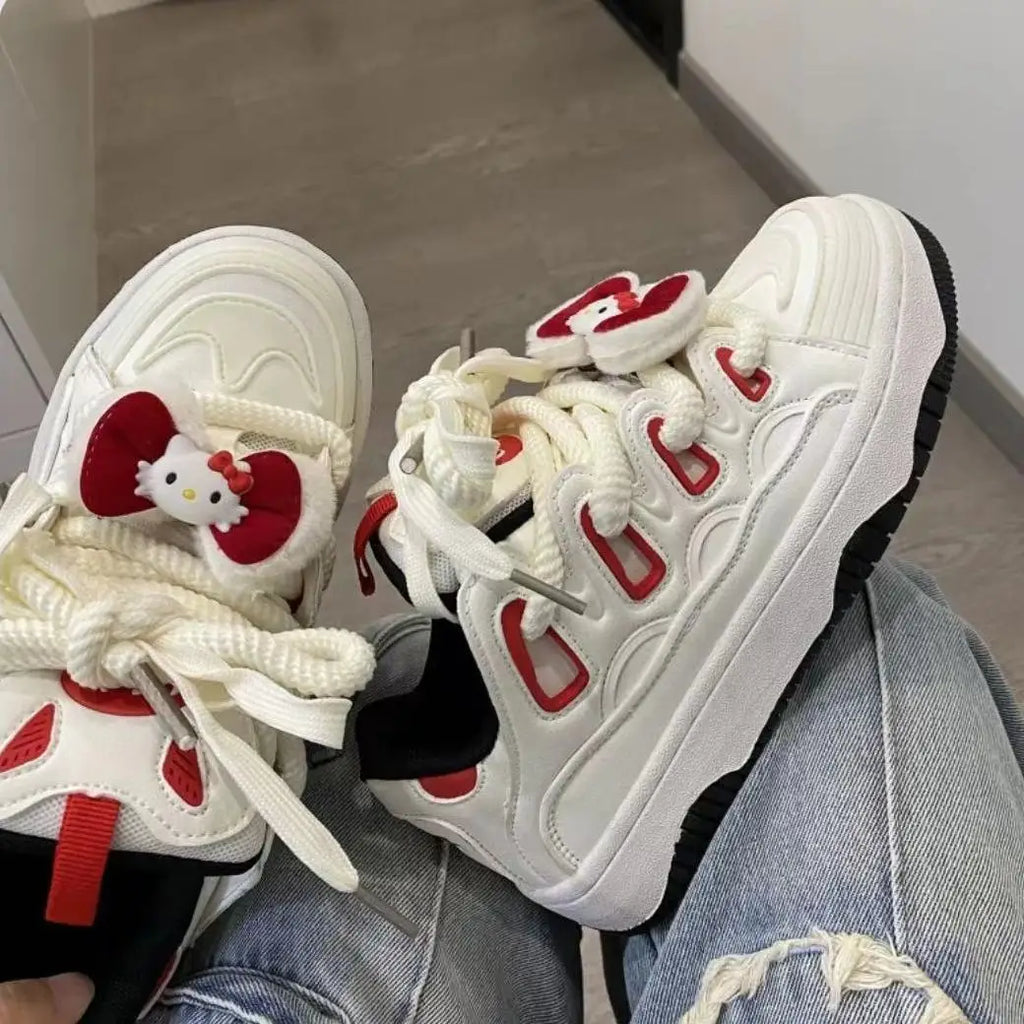 Sanrio Hello Kitty Luxury Design Plate Shoes Y2k Girl Cartoon Korean Style Aesthetic Cute Shoes Women Fashion Casual Sneakers