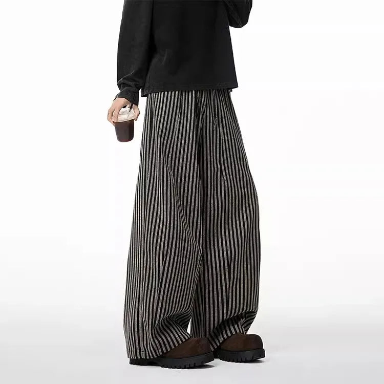 Women's Black Gothic Striped Long Pants Baggy Sweatpants Harajuku Y2k Emo Vintage Oversize Trousers Japanese 2000s Style Clothes