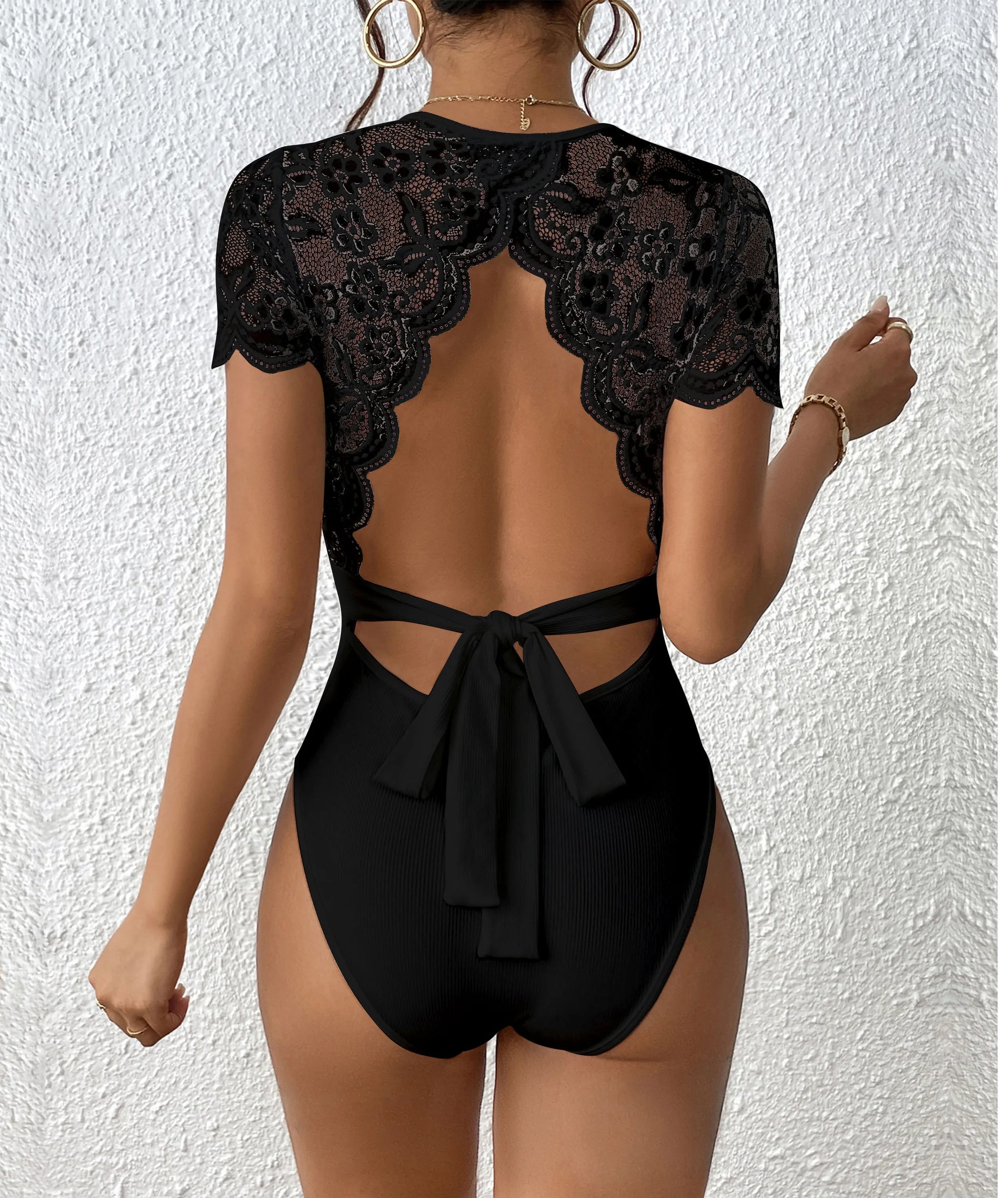 Short Sleeve Black Bodysuit Women O Neck Tummy Control Backless Tank Tops Body Suit Thongs Overalls Summer Clothes