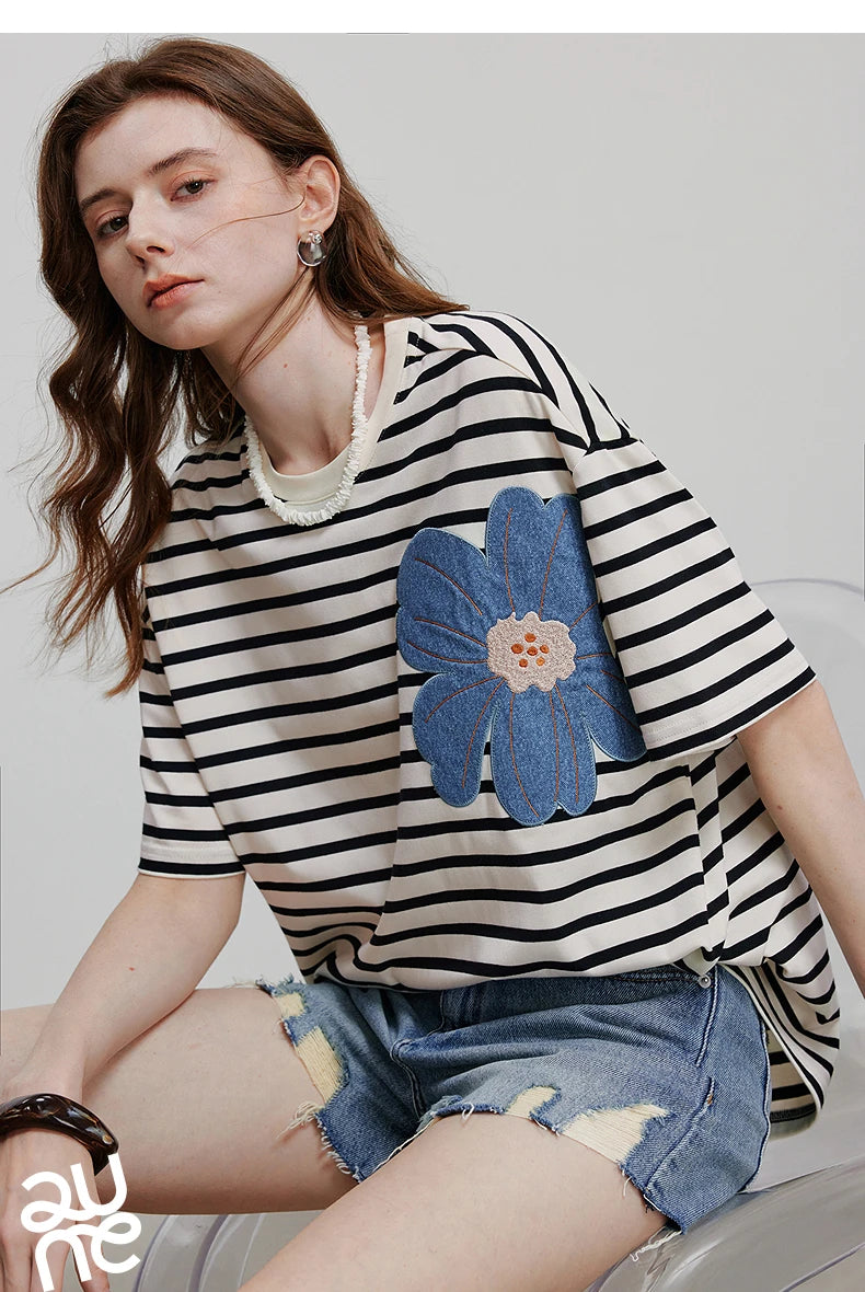 TOYOUTH Women Short Sleeve T shirt 2025 Spring New Tops 8521034