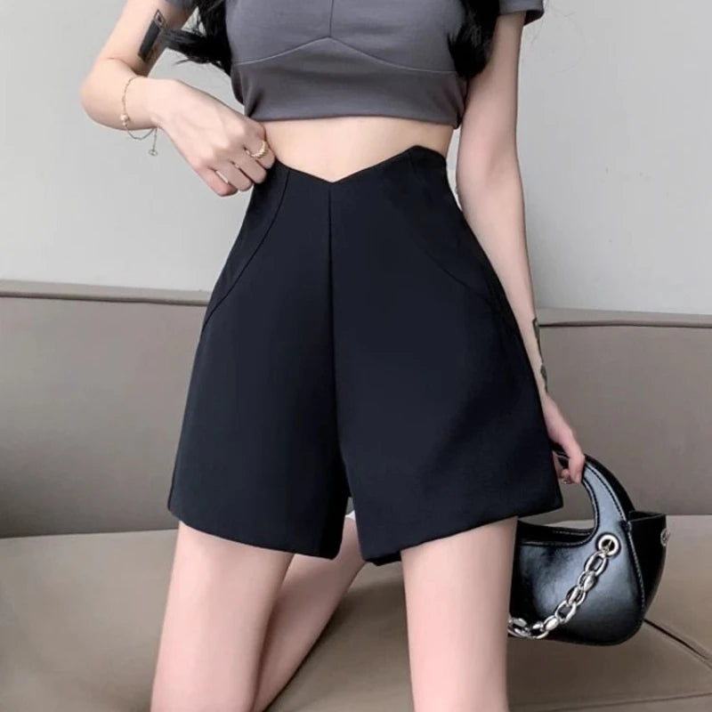 Woman Suit with Short Pants Grey Wide High Waist Irregular Shorts for Women Aesthetic Wholesale Elegant Harajuku Fashion To Wear
