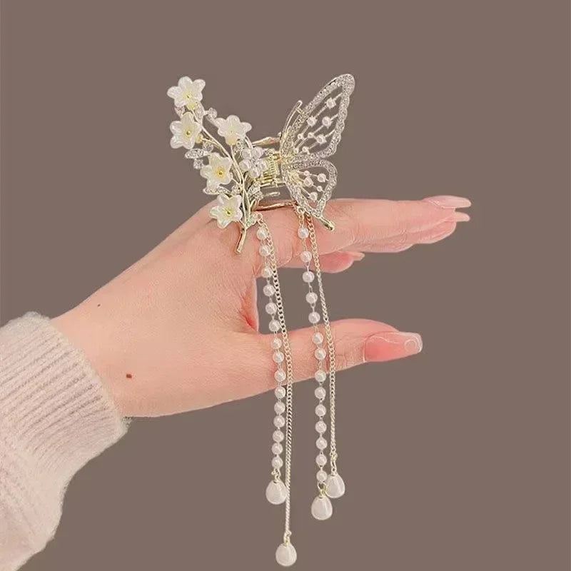 Shark Crab Clips Girls Hairpin Hair Accessories Korean Women Crystal Simple Hair Clip Butterfly Pearl Tassel Hair Clip