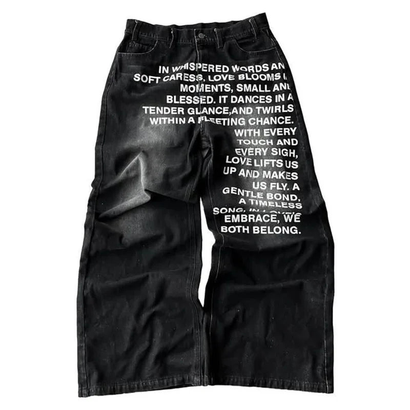 Letter Hot Diamonds High Waited Jeans Woman Street Fashion Baggy Jeans Women Clothing Casual Versatile Pants Women