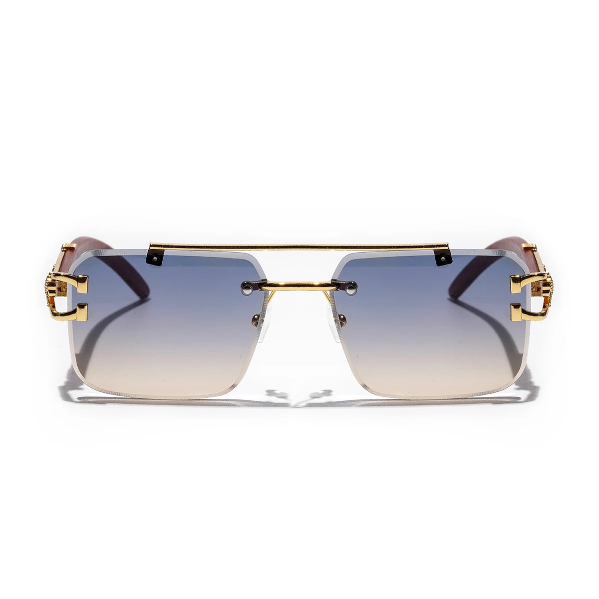 Ruiao Rimless Pilot Luxury Designer Brand Square Sunglasses Diamond Cut Shades UV400 Frameless Eye Glasses for Men And women