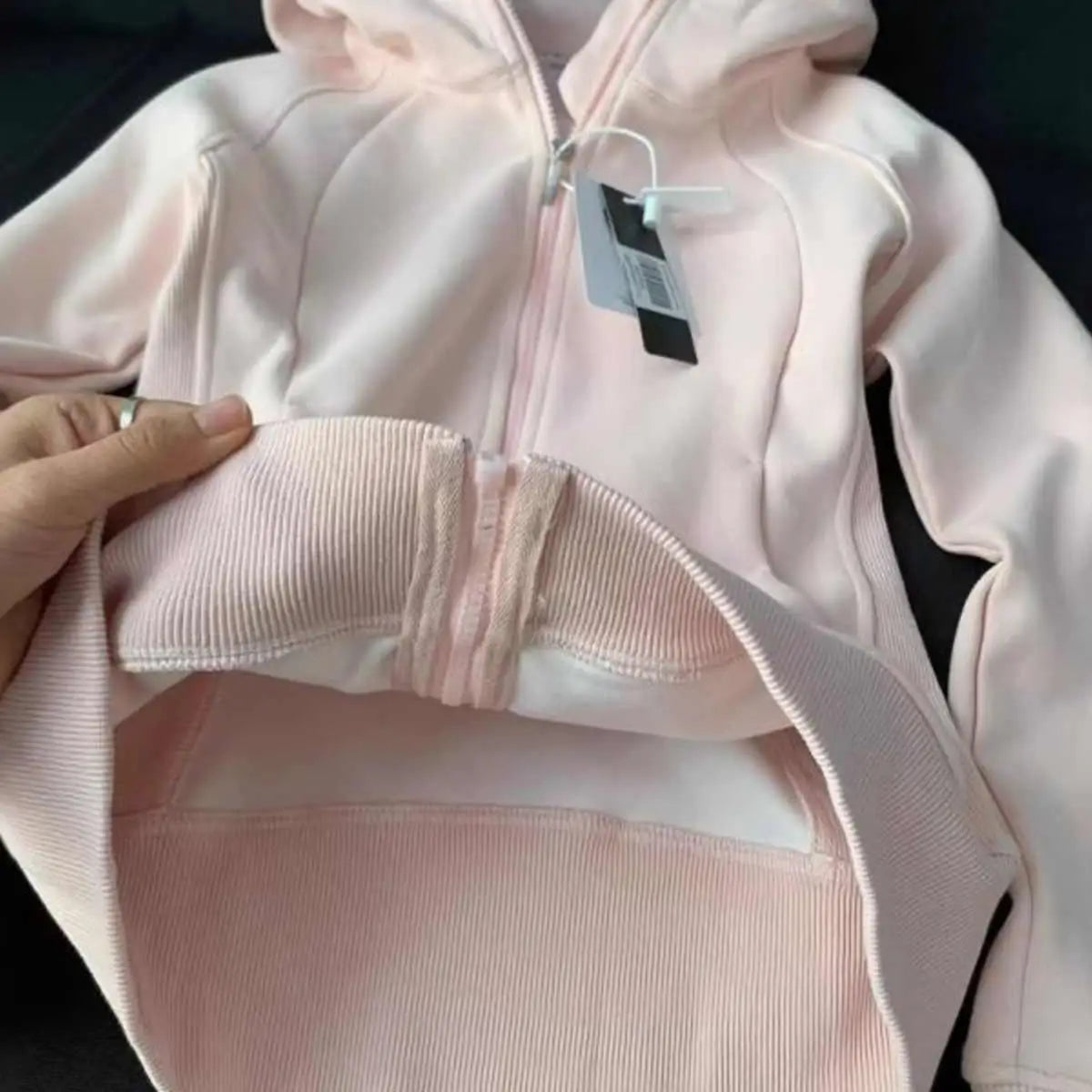 Pink Hooded Open Cardigan Women's Spring Autumn High-End Feeling Korean Sle Long Sve Polyester Fiber Single Piece