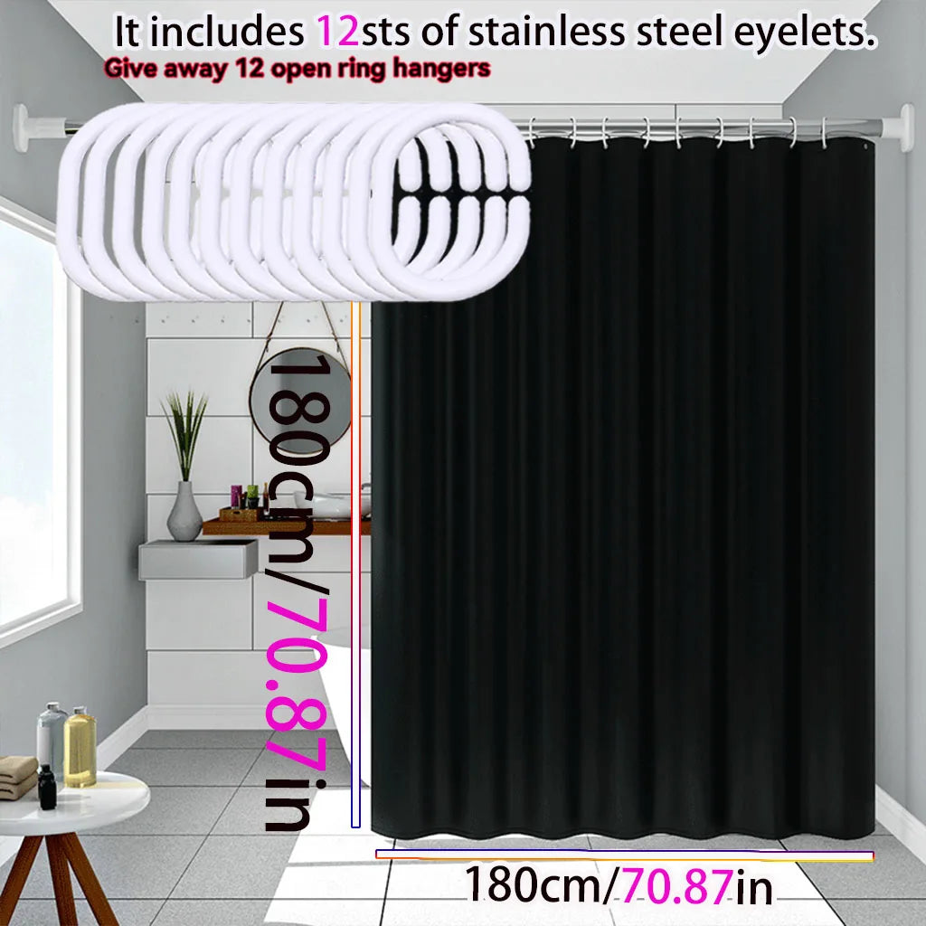 Simple style Black shower curtain Pure black design bathroom decorative curtain partition curtain PEVA waterproof material