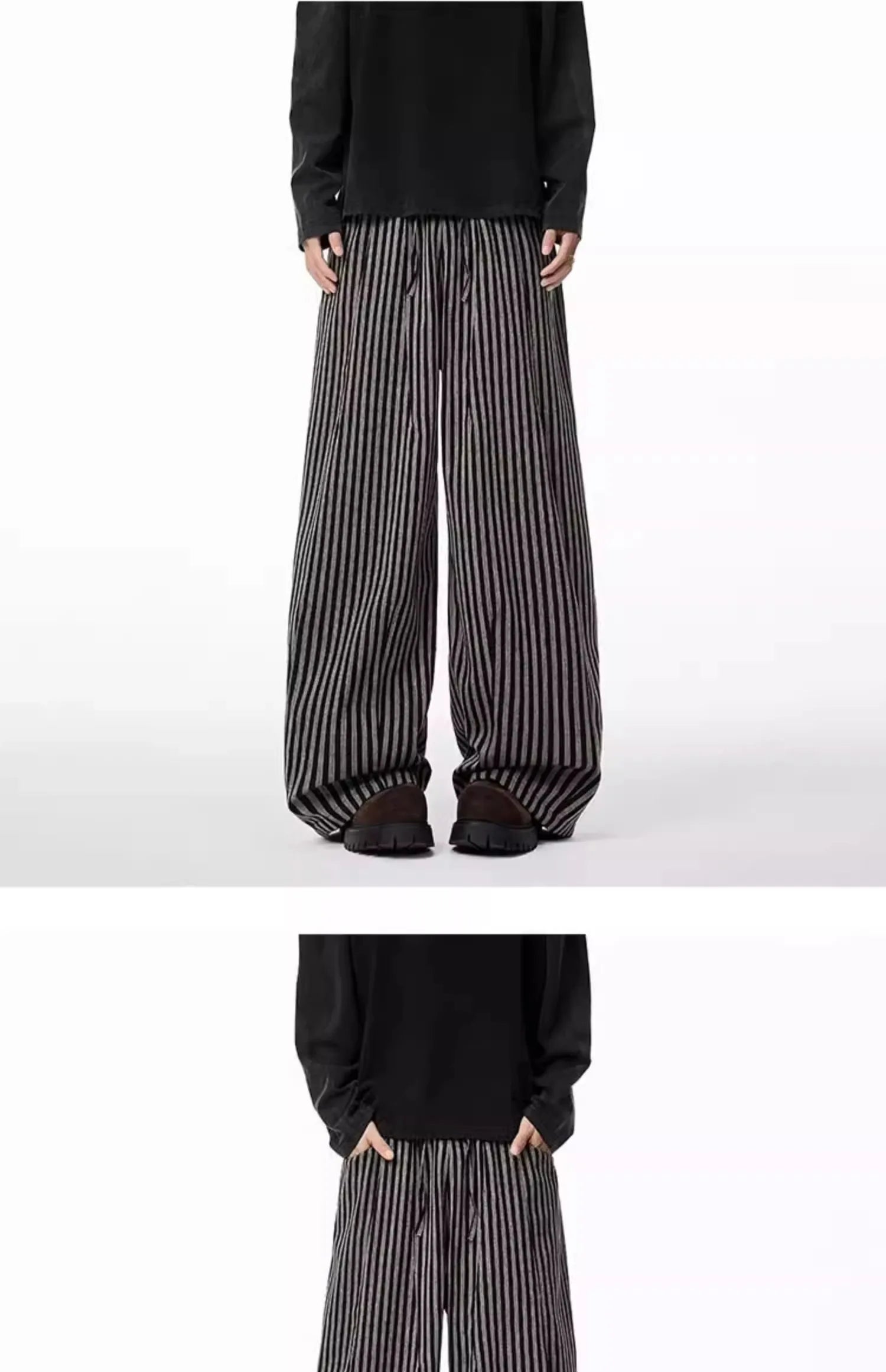 Women's Black Gothic Striped Long Pants Baggy Sweatpants Harajuku Y2k Emo Vintage Oversize Trousers Japanese 2000s Style Clothes