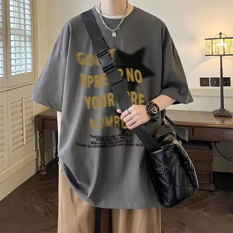 100℅ Cotton O Neck Men's T-shirt Tops Male Tees Shirts Y2k Chic Funny Party Basic Harajuku Wholesale Elastic Stylish Original