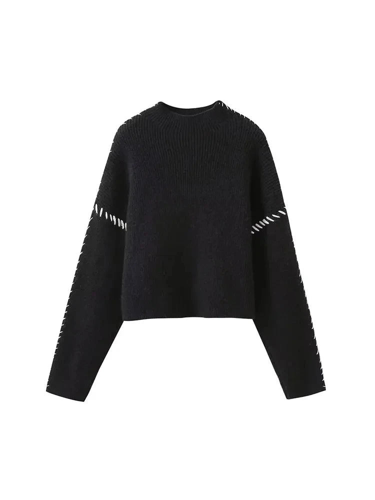 ZaZevity Autumn Winter Oversize turtleneck Sweater Loose Slimming Casual Design Sense Fashion Knit Top Outerwear