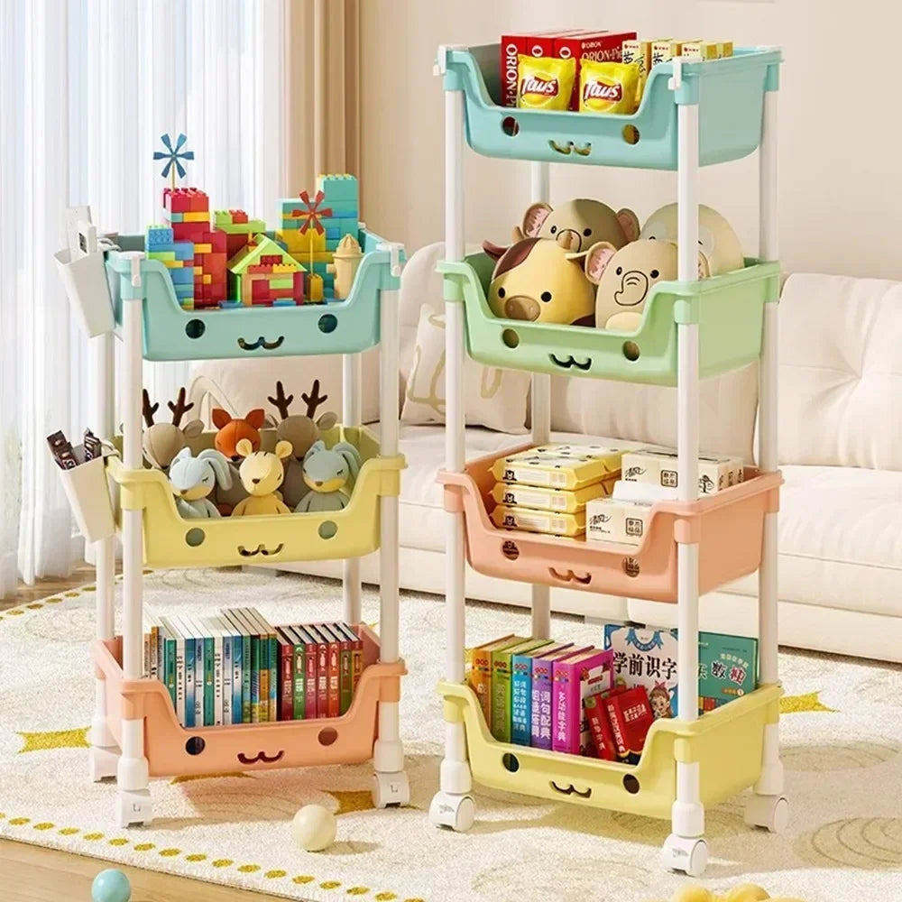 Children's snack rack storage organizer, bathroom accessories wardrobe organizer, kitchen storage toy storage cart bookshelf