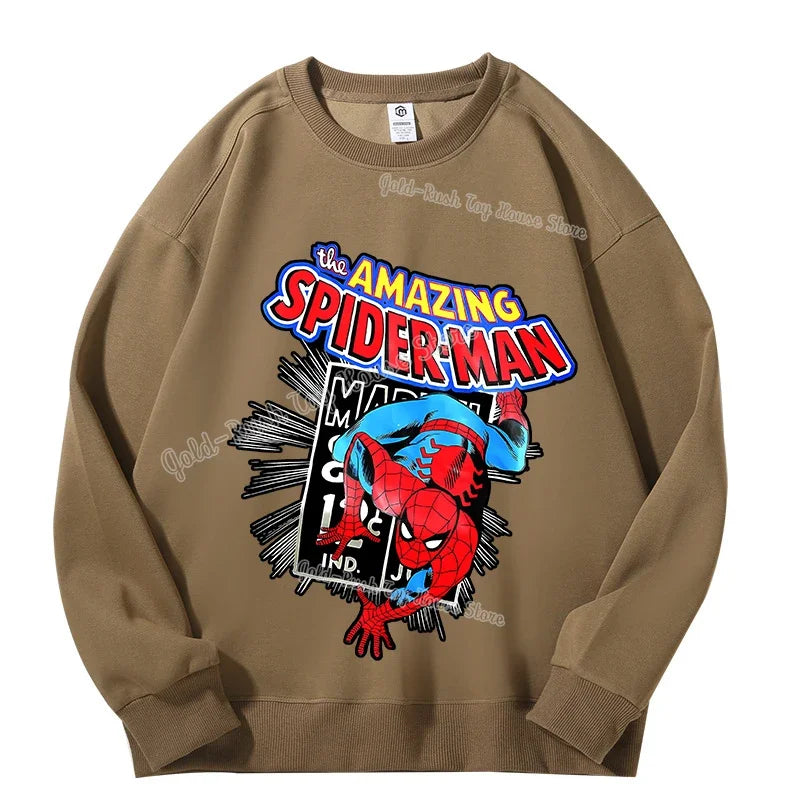 High Quatily Cotton Spiderman Print Sweatshirt Crew Neck Casual Pullovers Streetwear Sweatshirts for Women Long Sleeve Clothing
