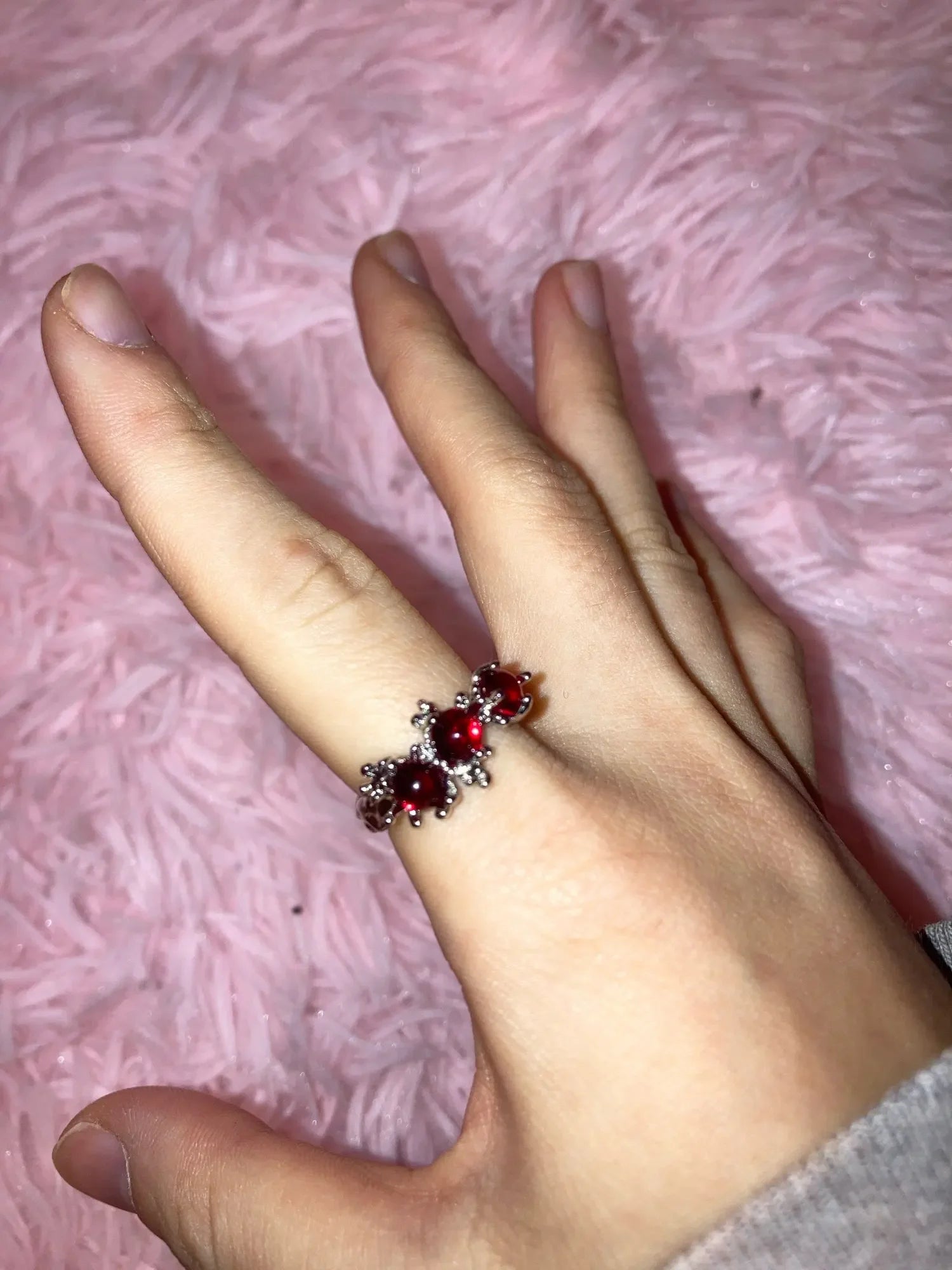 Goth Punk Retro Red Crystal Love Heart Cross Geometry Irregular Open Ring Set Y2K Halloween Accessories For Women Kpop Jewelry