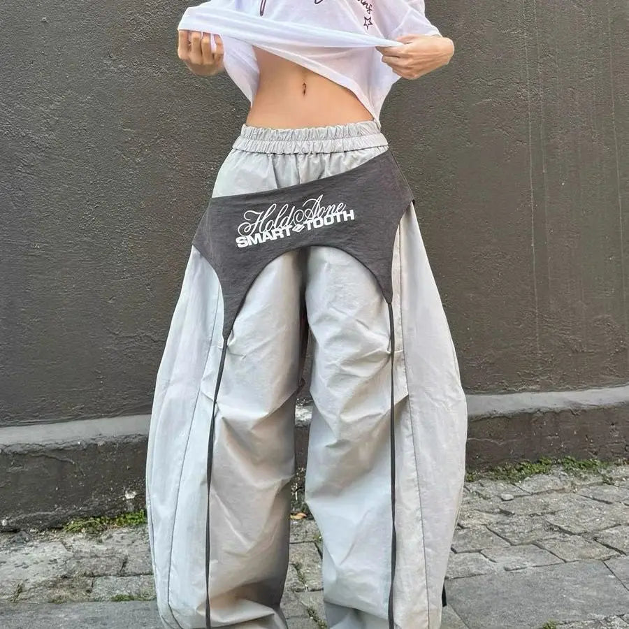 American Retro Design Wide Leg Pant Curved Knife Versatile Loose Street Hip Hop Dance Pant Loose Comfortable Cargo Trouser