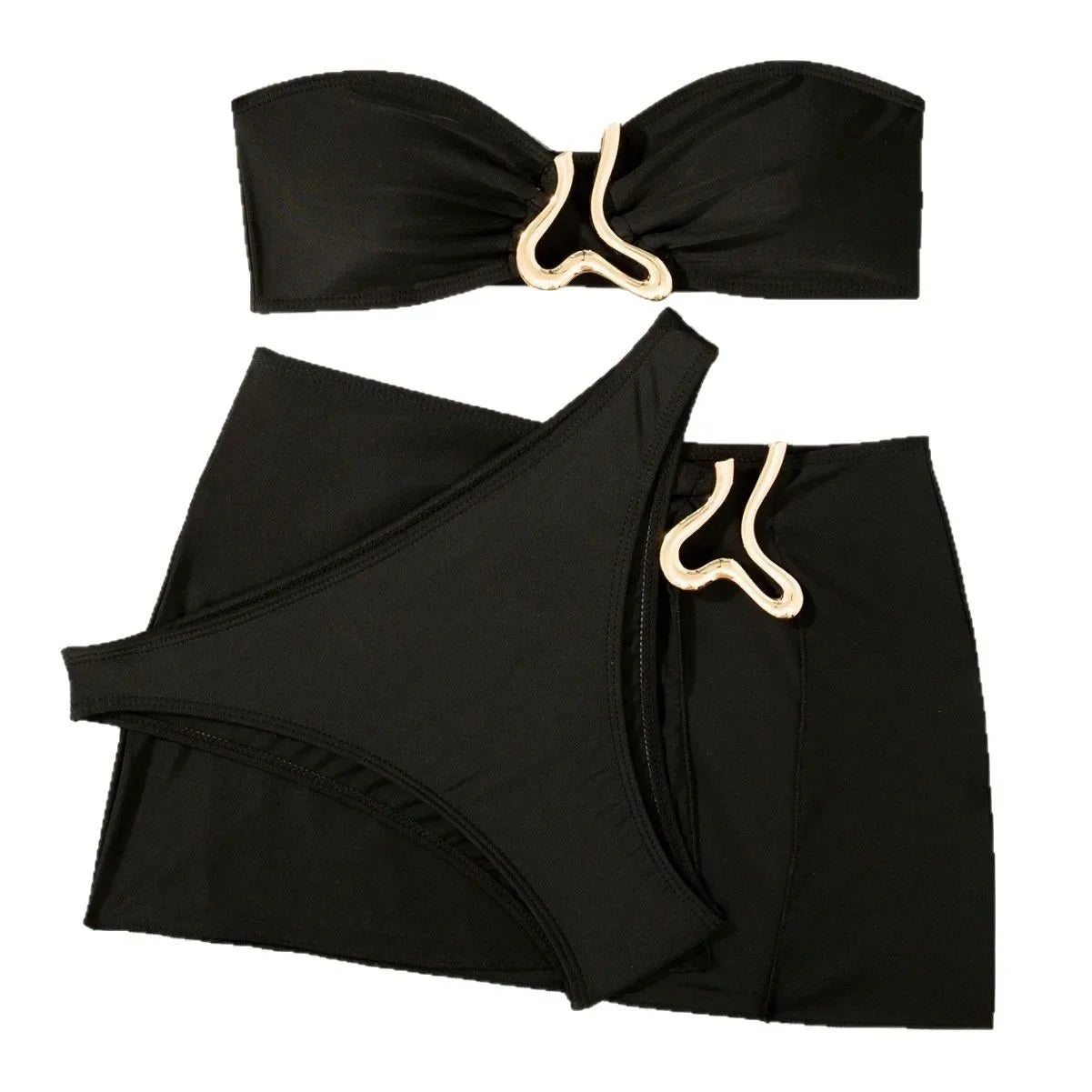 Sexy Gold Bikini U-Neck Large Chest Gathered Luxury Swimwear New 2025 Elegant Sportswear And Accessories Separate Style