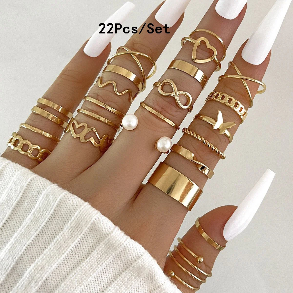 30Pcs Bohemian Geometric Knuckle Rings Set For Women Gold Silver Color Finger Ring Girls Fashion Party Jewelry Accessories