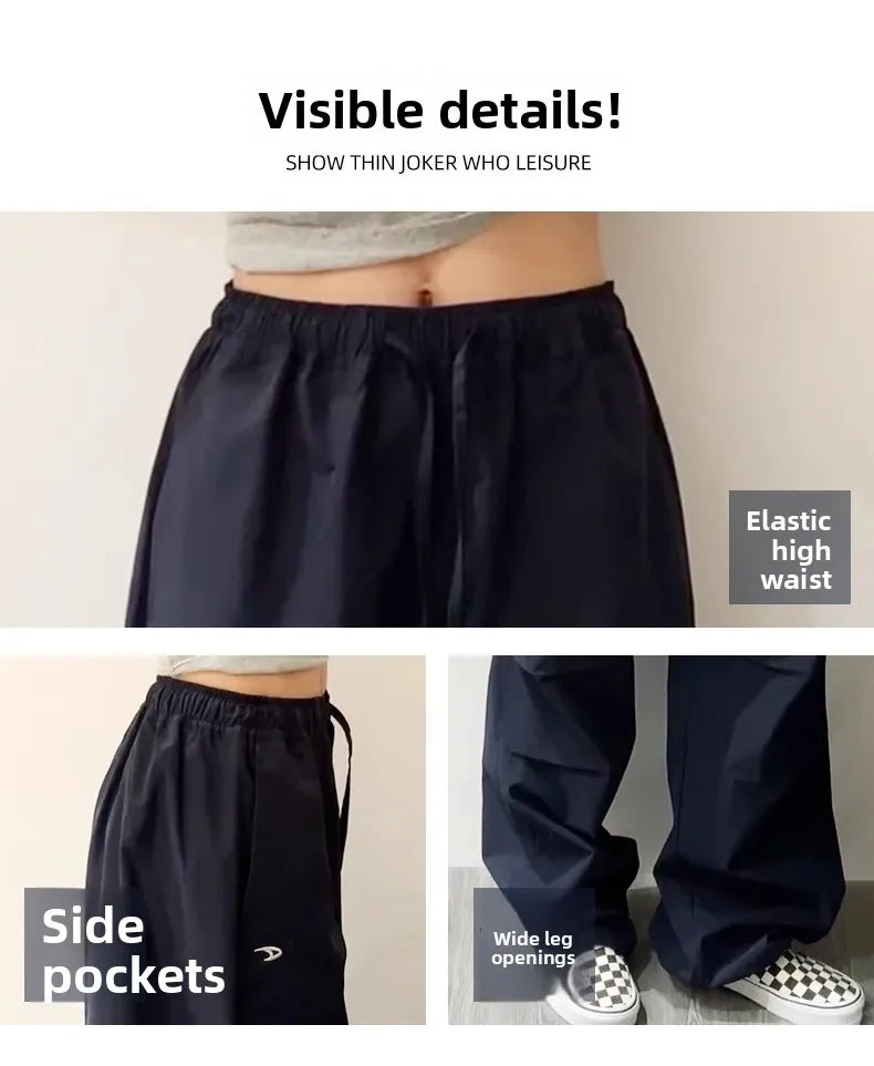 High Waist Wide Leg Pants Women's Retro American High Street Paratrooper Trousers Spring Summer New Loose Drapey Cargo Pants