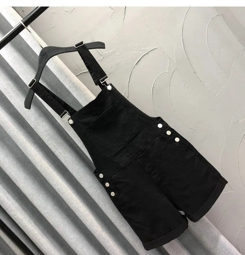 Denim Rompers Women Summer Baggy Solid Wide-leg Harajuku Students Stylish Empire Korean Style Pure Colors Female Sweet Playsuit