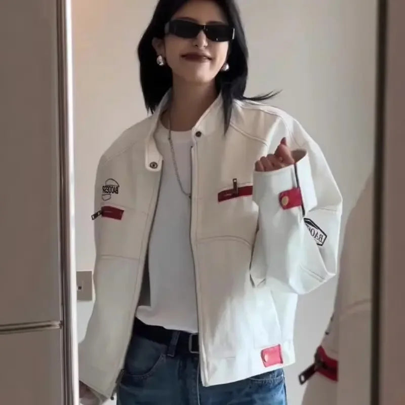 American Style Vintage Autumn Motorcycle Leather Jacket Women's Casual Trendy Brand High Street Men's Jacket