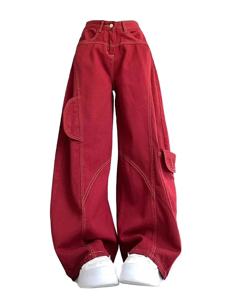 Streetwear Casual Cargo Pants for Women 2025 New Bottoms Straight Trousers Fashion Pockets Korean Pantalon Femme