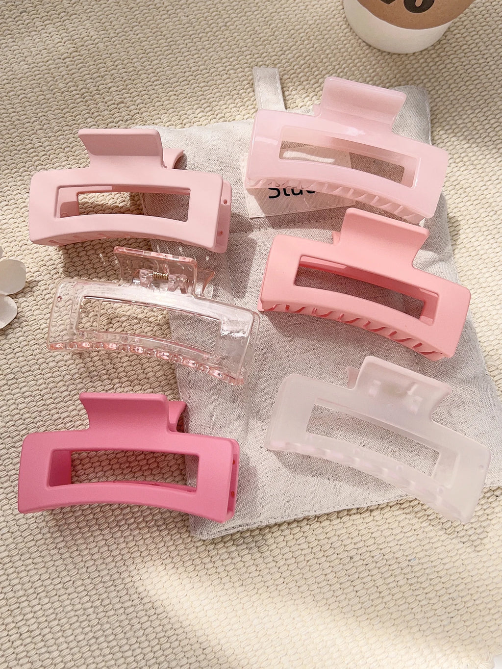 7 Pcs Big Hair Claw Clips 3.4" Non-slip Big Square Matte for Women Girls, Strong Hold Banana Clips for Thick Thin Hair