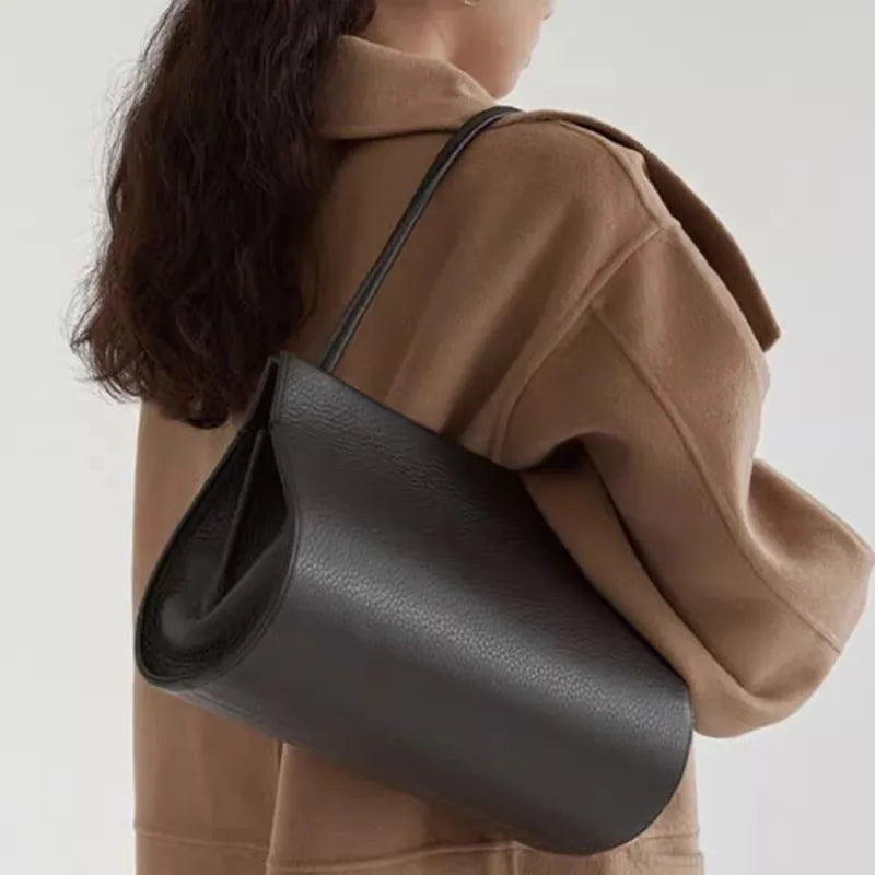 French Oval Design Women's Bag Summer Vintage Lychee Pattern Pu Leather Handbag Black Shoulder Underarm Bag Multilayer Totes Bag