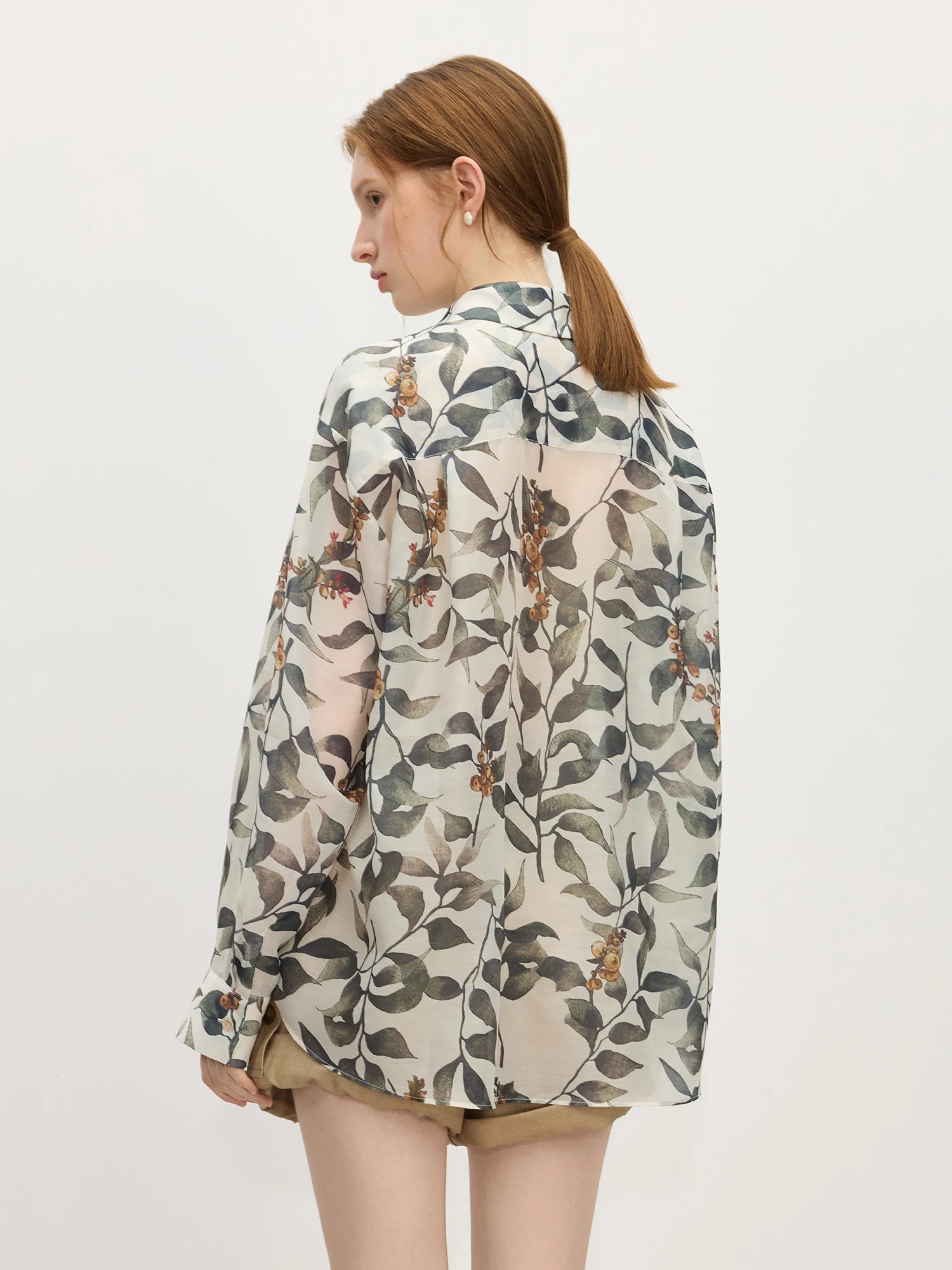 FSLE Holiday Style Plant Print Loose Shirt For Women Summer 2025 New Arrival Temperament Commuter Chic Shirt 25FS12848