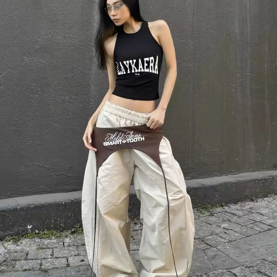 American Retro Design Wide Leg Pant Curved Knife Versatile Loose Street Hip Hop Dance Pant Loose Comfortable Cargo Trouser