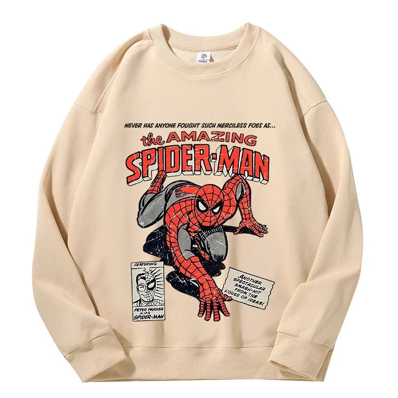 High Quatily Cotton Spiderman Print Sweatshirt Crew Neck Casual Pullovers Streetwear Sweatshirts for Women Long Sleeve Clothing