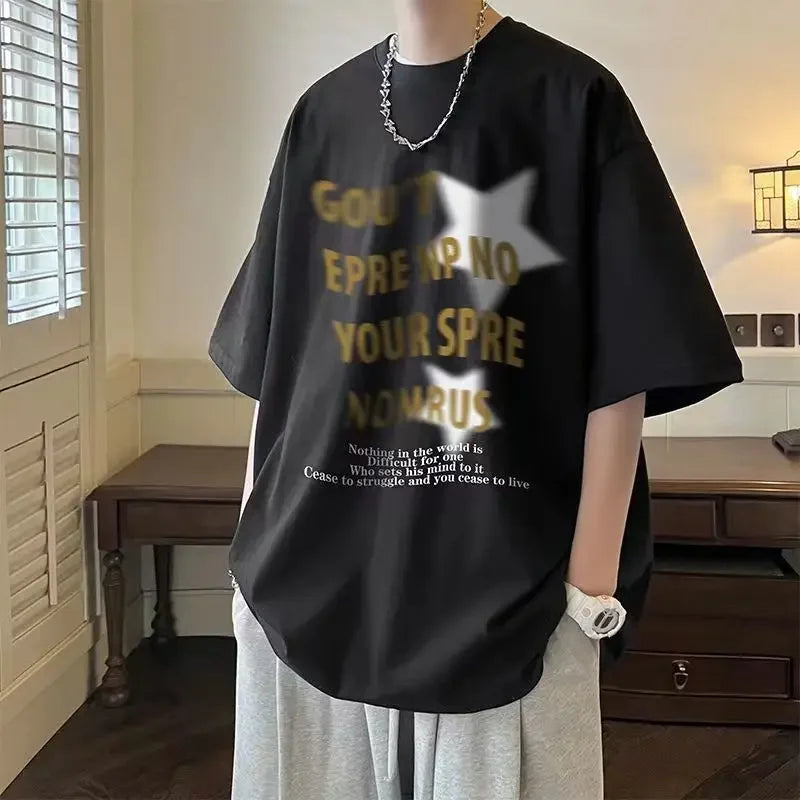 100℅ Cotton O Neck Men's T-shirt Tops Male Tees Shirts Y2k Chic Funny Party Basic Harajuku Wholesale Elastic Stylish Original