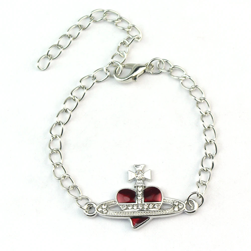 Trendy Bracelet Saturn Rhinestone Crystal Planet Saturn Pendant for Women Fashion Charm Jewelry Gift