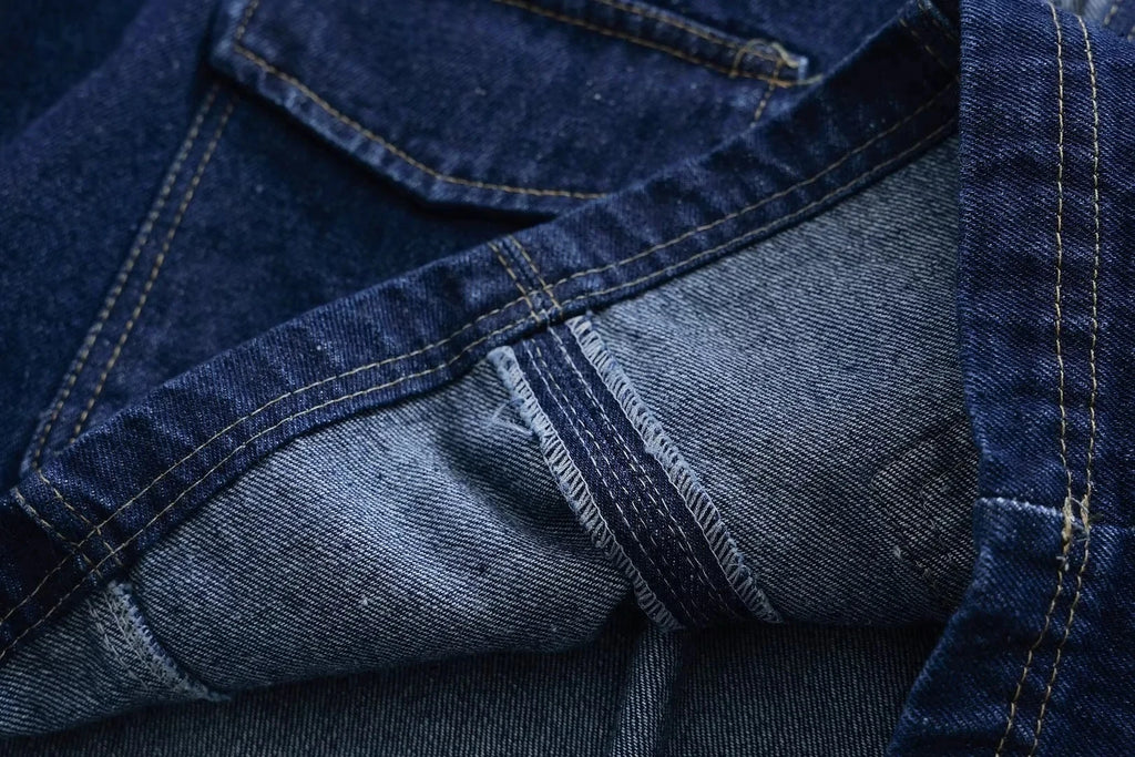 2025 Women's Fashion Flip Pocket Decoration Short Flip Collar Slim fit denim Top + Asymmetric Denim Skirt 2 Piece Set