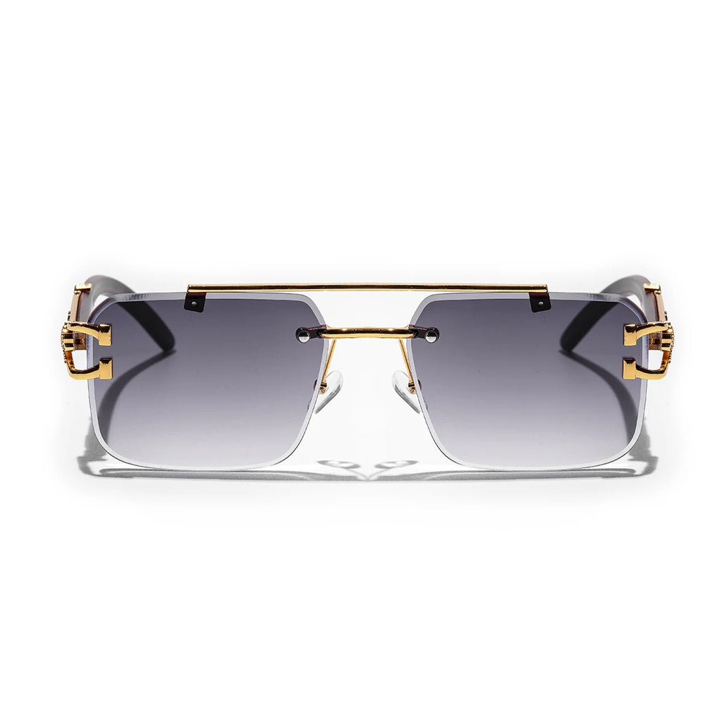 Ruiao Rimless Pilot Luxury Designer Brand Square Sunglasses Diamond Cut Shades UV400 Frameless Eye Glasses for Men And women