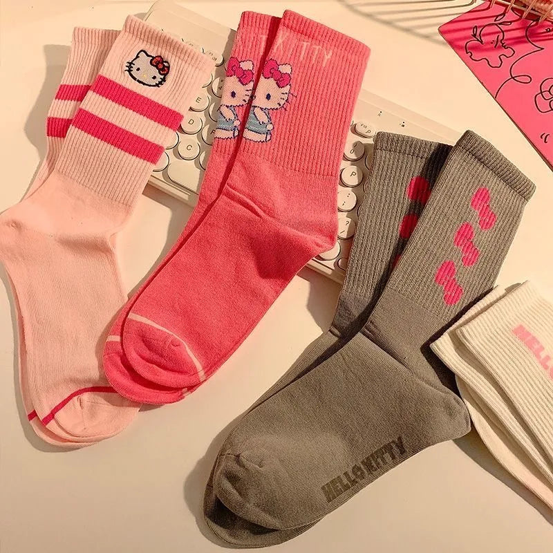 Sanrio Hello Kitty Winter Autumn Warm Socks Children Long Socks Women Girls Costume Accessories Hello Kitty Things Y2K Sock 2024