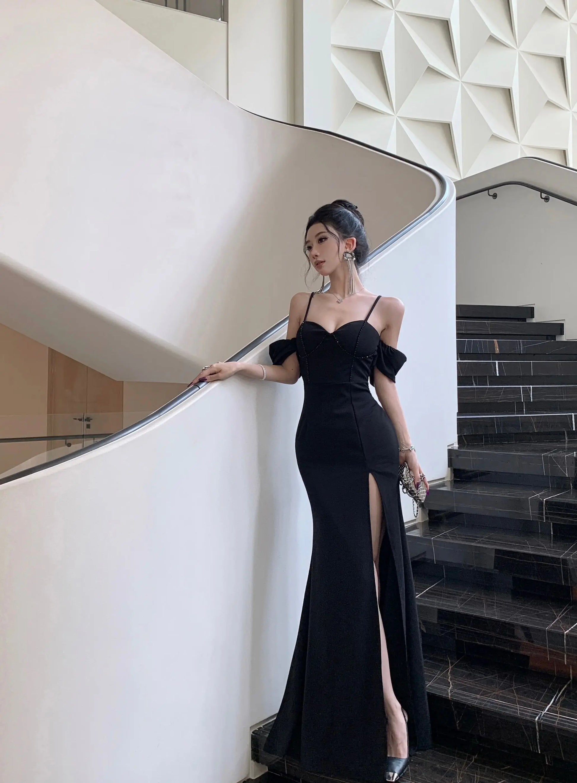 Sexy Spaghetti Straps Womens Dresses Off Shoulder Slash Neck Elegant Gowns Luxurious Evening Party Long Dress Split Vestidos New