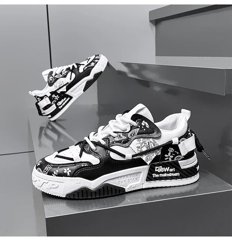 2025 New Summer Men's Shoes Original Casual Flat Shoes Sport Thick Bottom Increased Height Bread Trendy Shoes Skateboard sneaker