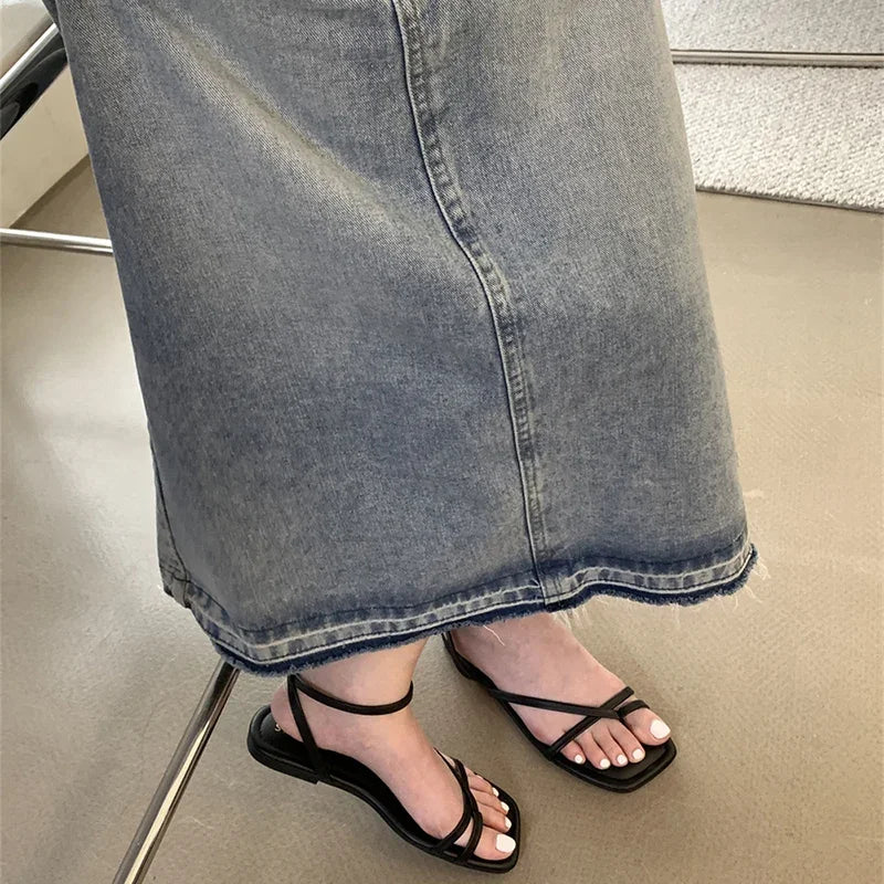 2025 Summer Gladiator Women Sandals Fashion Elegant Narrow Band Clip Toe Shoes Ladies Comfort Flats Beach Sandalias