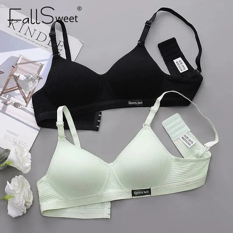 FallSweet Cotton Wireless Bra for Women Seamless Push Up Bras Comfortable V-Shaped Gathering Underwear AB Cup Intimate Lingerie