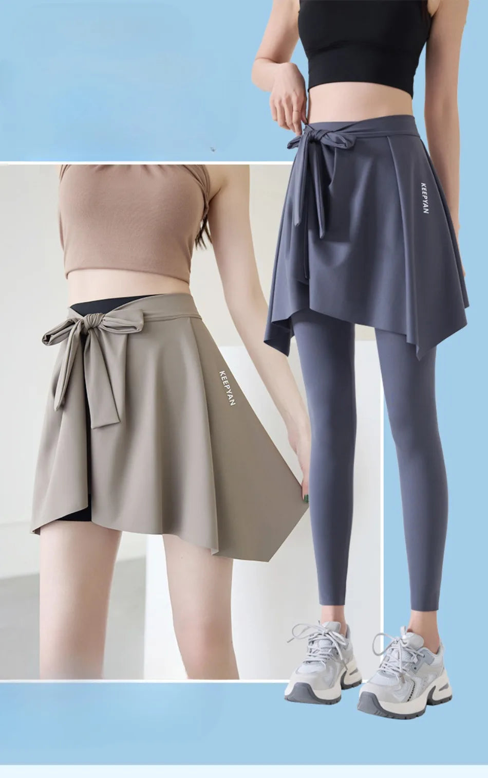 One-piece Skirt Women's Yoga Butt Curtain Sports Tennis Fitness Lace Up Irregular Mini Kirt Outer Wrap Skirts Prevent Exposure