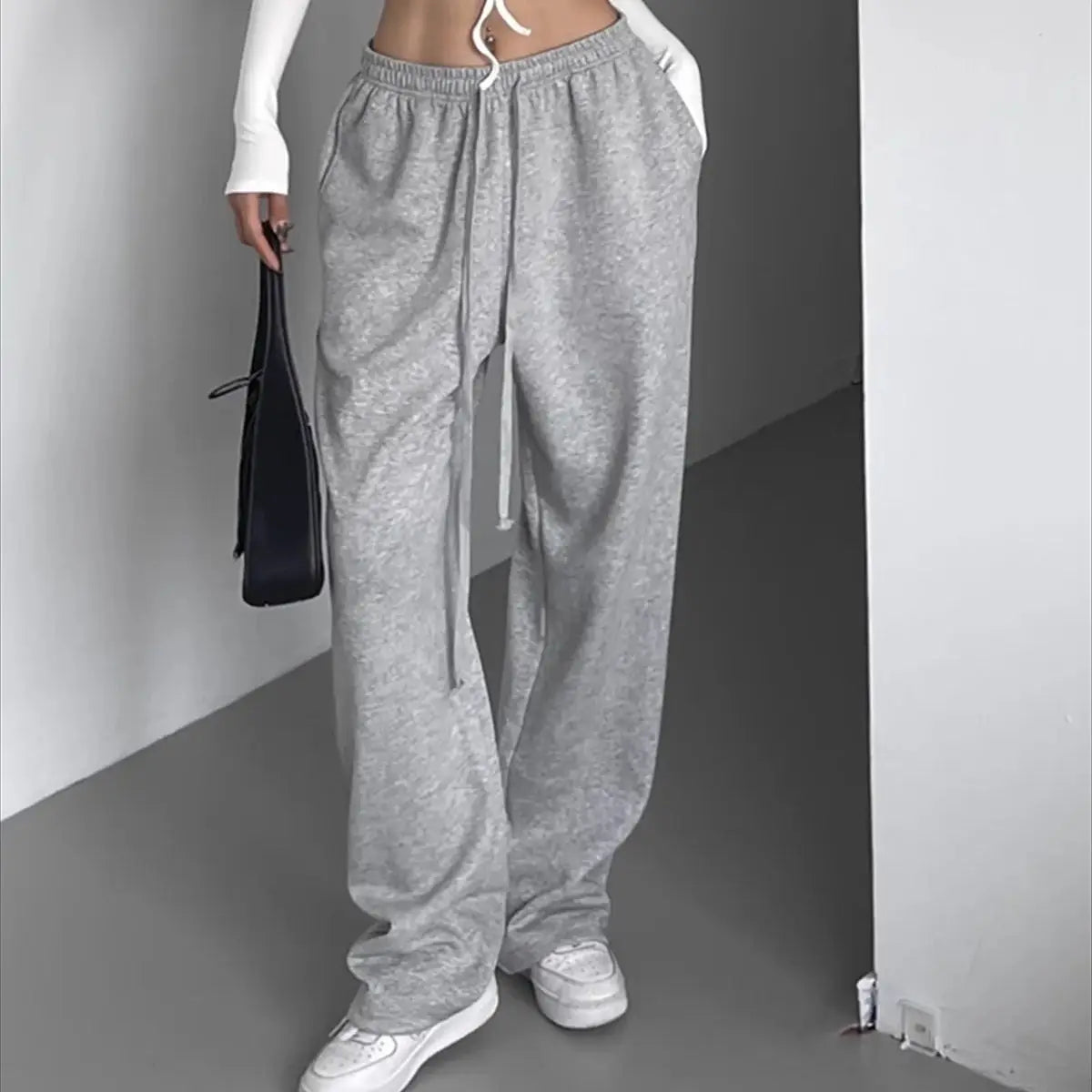 Fashion Vintage Y2K Baggy Pant Women Summer Wide Leg Elastic Waist Loose Pants Lady Solid Color Hip Hop Trousers Casual Clothing