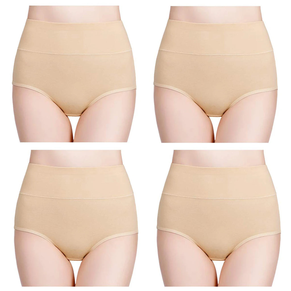 4pcs/pack High Waisted Postpartum Underwear Womens Cotton Underwear Soft Breathable Full Coverage Stretch Panties