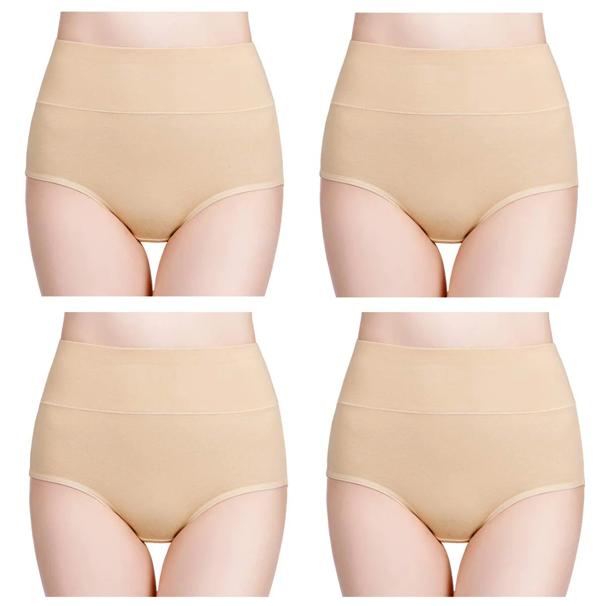 4pcs/pack High Waisted Postpartum Underwear Womens Cotton Underwear Soft Breathable Full Coverage Stretch Panties