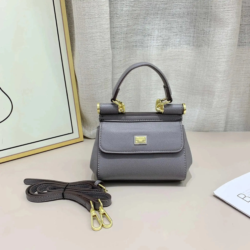 Mini 15cm Genuine Leather Handbag Women's Fashion Shoulder Bag Sicily Style Business Bag Kelly Bag Trendy Hard Shell Handbag