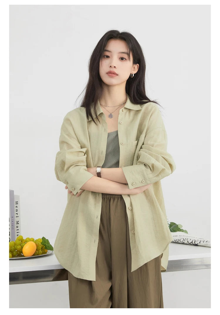 CHIC VEN Women Long Sleeve Shirts Solid Loose Casual New Style Design Back Hollow Out Shirt Female Blouse Spring Summer 2025