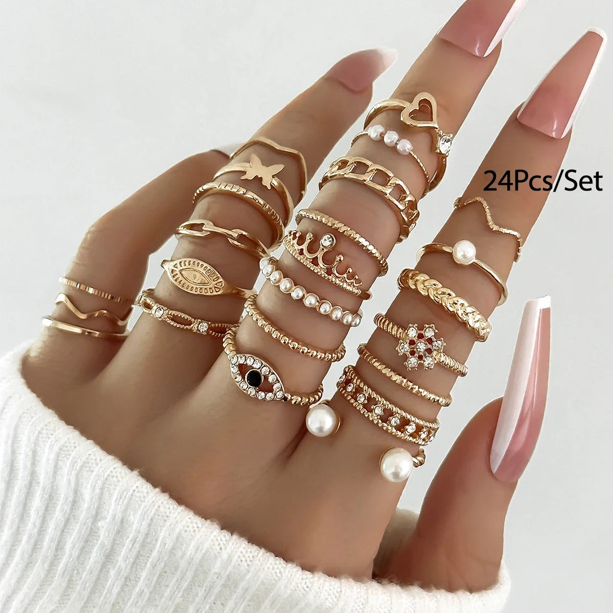 30Pcs Bohemian Geometric Knuckle Rings Set For Women Gold Silver Color Finger Ring Girls Fashion Party Jewelry Accessories
