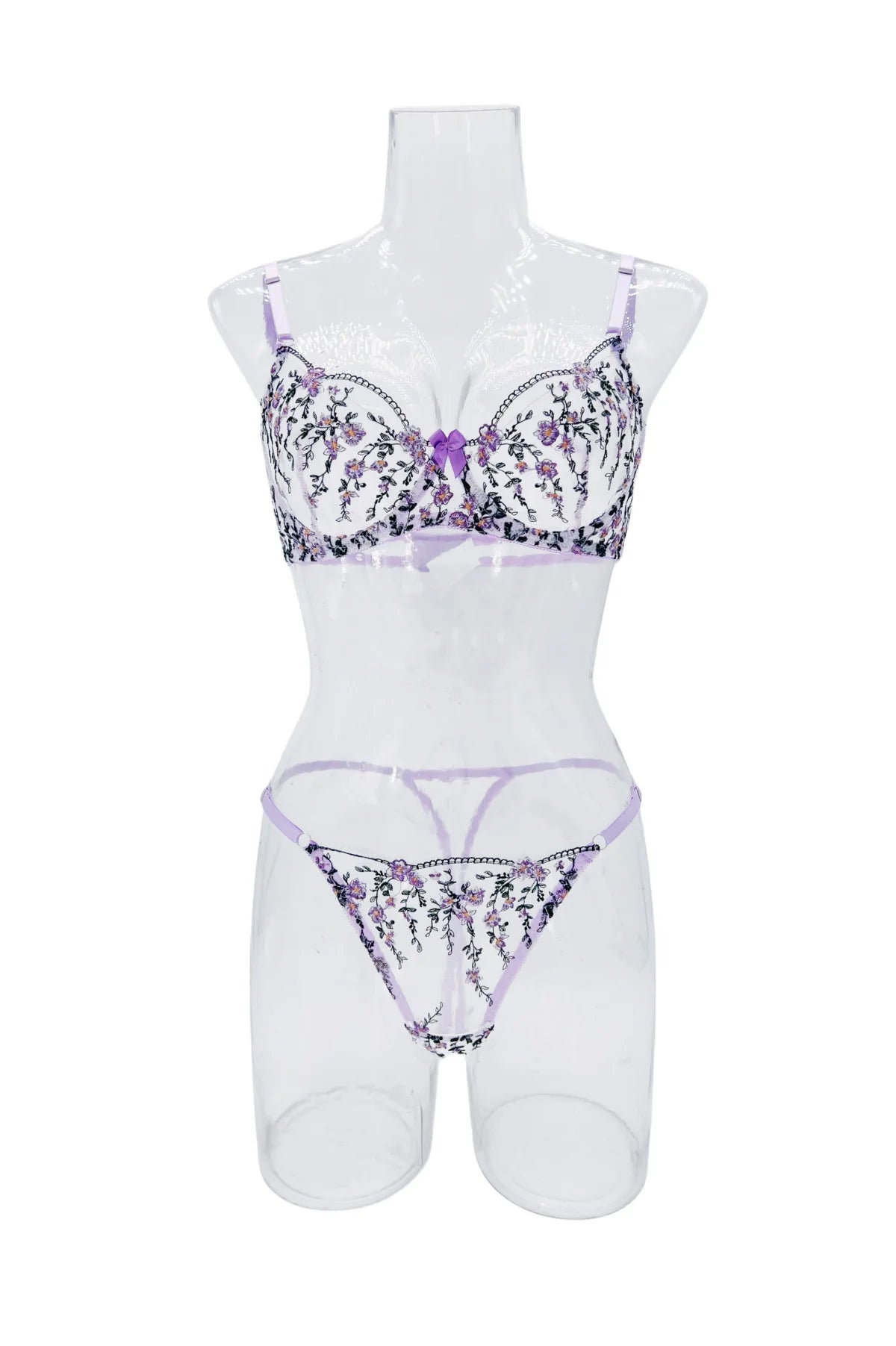 Sexy Women Lingeries Embroidery Floral Underwear Transparent Lace Short Low-waist Kits Sweet Delicate Fairy Bra Bra & Brief Sets