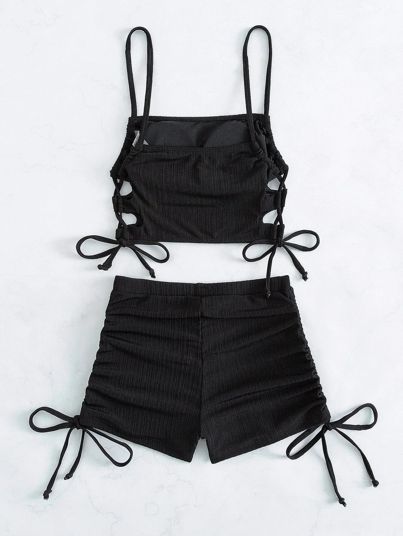 Sexy Bikini 2024 Women White Black Hollow Out Push Up Padded Two Piece Swimsuit Summer Bathing Suit Lace Up High Waist Swimwear